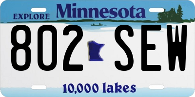 MN license plate 802SEW