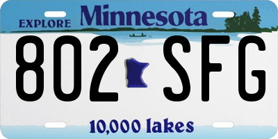 MN license plate 802SFG