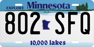 MN license plate 802SFQ