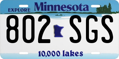 MN license plate 802SGS