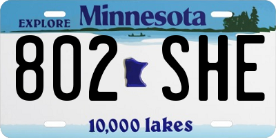 MN license plate 802SHE