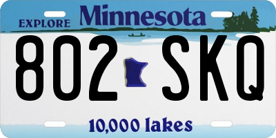 MN license plate 802SKQ