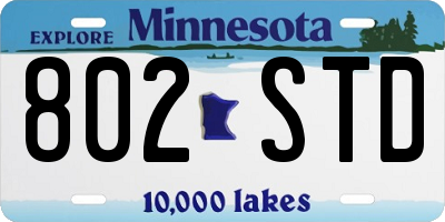 MN license plate 802STD