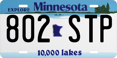 MN license plate 802STP