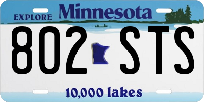 MN license plate 802STS