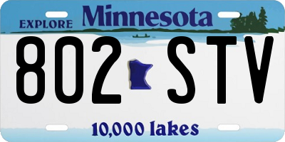 MN license plate 802STV