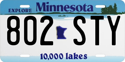 MN license plate 802STY