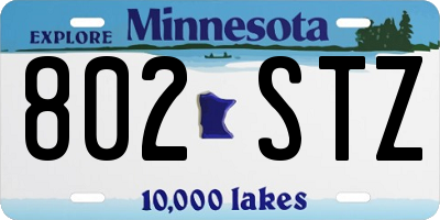 MN license plate 802STZ