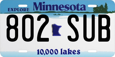 MN license plate 802SUB