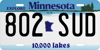 MN license plate 802SUD