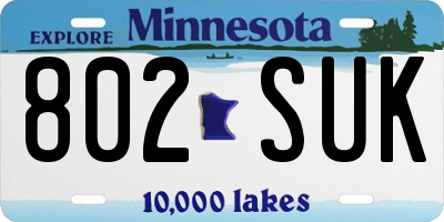 MN license plate 802SUK