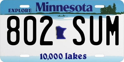 MN license plate 802SUM