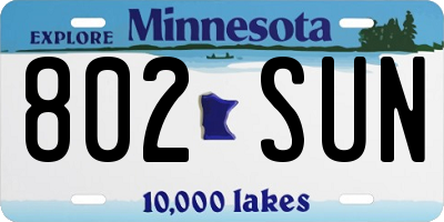MN license plate 802SUN