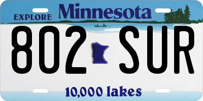 MN license plate 802SUR