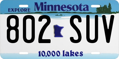 MN license plate 802SUV