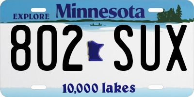 MN license plate 802SUX