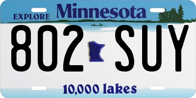 MN license plate 802SUY
