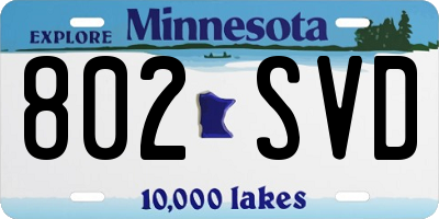 MN license plate 802SVD