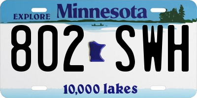 MN license plate 802SWH