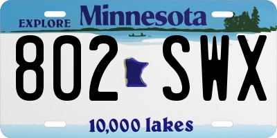 MN license plate 802SWX