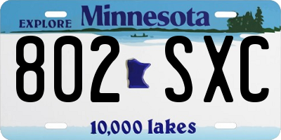 MN license plate 802SXC