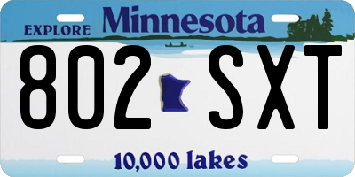 MN license plate 802SXT