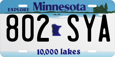 MN license plate 802SYA
