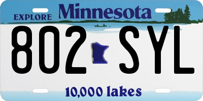 MN license plate 802SYL