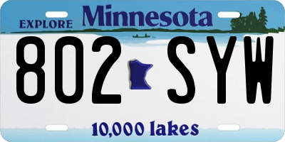 MN license plate 802SYW