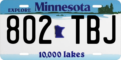 MN license plate 802TBJ