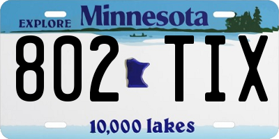 MN license plate 802TIX