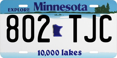 MN license plate 802TJC
