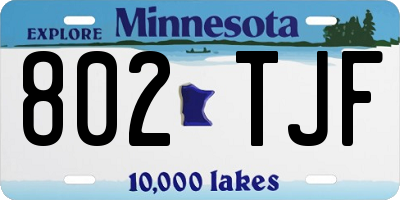 MN license plate 802TJF