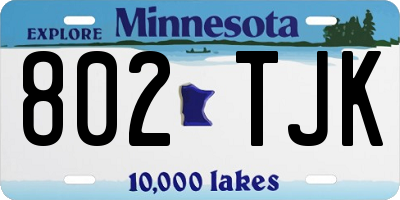 MN license plate 802TJK