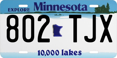 MN license plate 802TJX