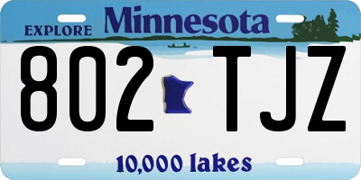 MN license plate 802TJZ