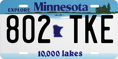 MN license plate 802TKE