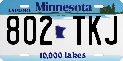 MN license plate 802TKJ