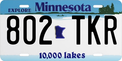 MN license plate 802TKR