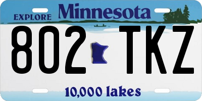 MN license plate 802TKZ