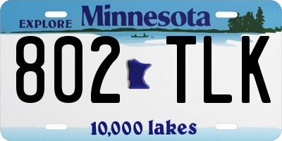 MN license plate 802TLK