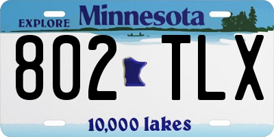 MN license plate 802TLX
