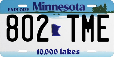 MN license plate 802TME