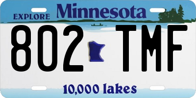 MN license plate 802TMF