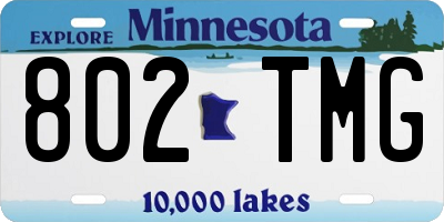 MN license plate 802TMG
