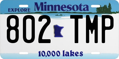 MN license plate 802TMP