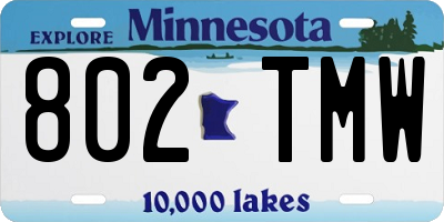 MN license plate 802TMW