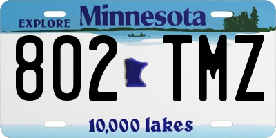 MN license plate 802TMZ