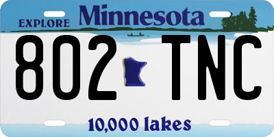 MN license plate 802TNC