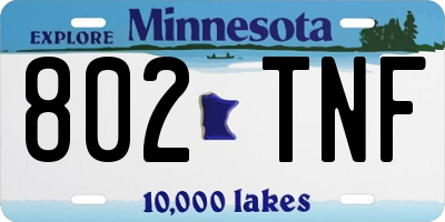 MN license plate 802TNF